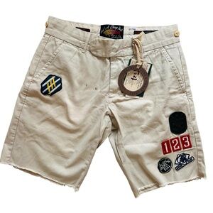 Just A Cheap Shirt Cream Patchwork Shorts